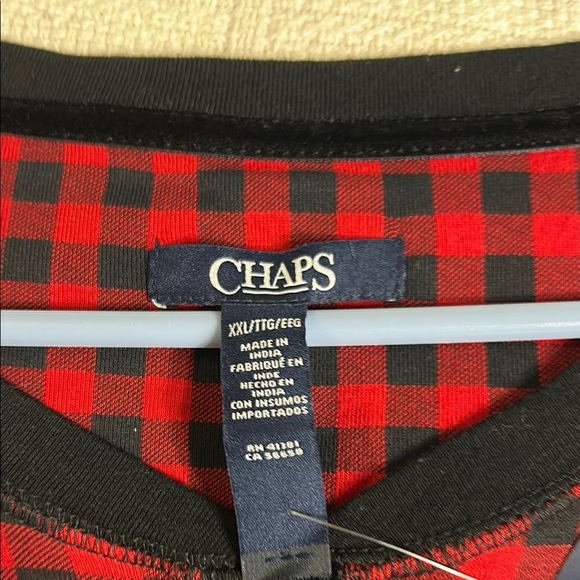 Chaps Red and Black Plaid Henley Long Sleeve Shirt - Picture 3 of 6